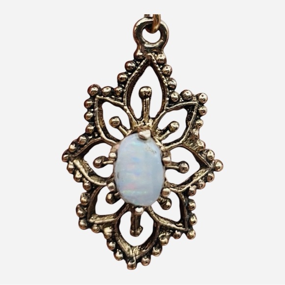 Light-Dainty Dangling Gold-Filled Filigree Opal Post Earrings - 14k Gold Posts - Picture 5 of 7